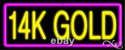 BRAND NEW 14K GOLD 32x13 BORDER REAL NEON SIGN withCUSTOM OPTIONS 10248