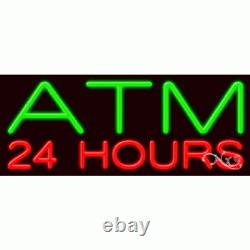 BRAND NEW ATM 24 HOURS 32x13 REAL NEON SIGN withCUSTOM OPTIONS 11508