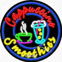 BRAND NEW CAPPUCCINO SMOOTHIES 26x26x3 REAL NEON SIGN WithCUSTOM OPTIONS 11311