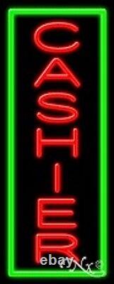 BRAND NEW CASHIER 32x13 VERTICAL BORDER REAL NEON SIGN WithCUSTOM OPTIONS 11530