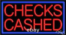 BRAND NEW CHECKS CASHED 37x20x3 WithBORDER REAL NEON SIGN withCUSTOM OPTIONS 11095