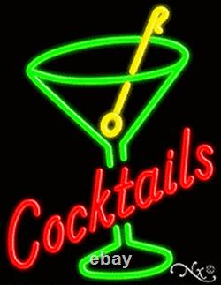 BRAND NEW COCKTAILS 31x24 WithLOGO REAL NEON SIGN withCUSTOM OPTIONS 10439