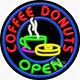 BRAND NEW COFFEE DONUTS OPEN 26x26x3 REAL NEON SIGN WithCUSTOM OPTIONS 11315