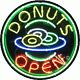 BRAND NEW DONUTS OPEN 26x26x3 ROUND REAL NEON SIGN with CUSTOM OPTIONS 11139