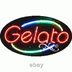 BRAND NEW GELATO 30x17 OVAL BORDER REAL NEON SIGN withCUSTOM OPTIONS 14388
