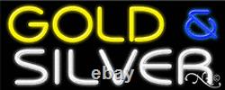 BRAND NEW GOLD & SILVER 32x13 REAL NEON SIGN WithCUSTOM OPTIONS 11197