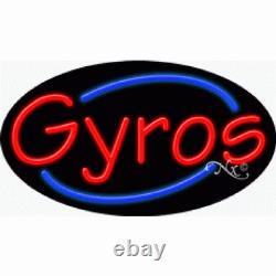 BRAND NEW GYROS 30x17 OVAL BORDER REAL NEON SIGN WithCUSTOM OPTIONS 14629