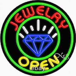 BRAND NEW JEWELRY OPEN 26x26x3 ROUND REAL NEON SIGN withCUSTOM OPTIONS 11152