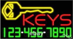 BRAND NEW KEYS WithYOUR PHONE NUMBER 37x20 REAL NEON SIGN WithCUSTOM OPTIONS 15076