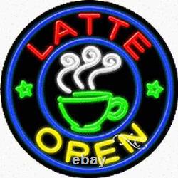 BRAND NEW LATTE OPEN 26x26x3 REAL NEON SIGN withCUSTOM OPTIONS 11326