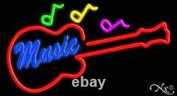 BRAND NEW MUSIC 37x20x3 WithGUITAR LOGO REAL NEON SIGN withCUSTOM OPTIONS 10683