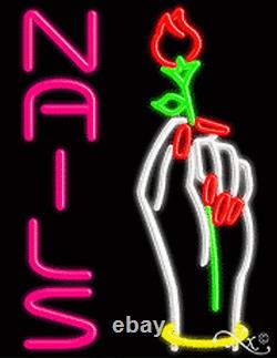 BRAND NEW NAILS 31x24 WithLOGO REAL NEON SIGN withCUSTOM OPTIONS 10471