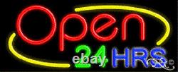 BRAND NEW OPEN 24 HRS 32x13 WithBORDER REAL NEON SIGN withCUSTOM OPTIONS 10856