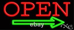 BRAND NEW OPEN 32x13 RIGHT ARROW REAL NEON SIGN withCUSTOM OPTIONS 10852
