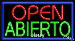 BRAND NEW OPEN ABIERTO 37x20x3 WithBORDER REAL NEON SIGN withCUSTOM OPTIONS 11045
