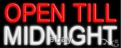BRAND NEW OPEN TIL MIDNIGHT 32x13 REAL NEON SIGN withCUSTOM OPTIONS 10602