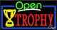 BRAND NEW OPEN TROPHY 37x20 REAL NEON BUSINESS SIGN WithCUSTOM OPTIONS 15590