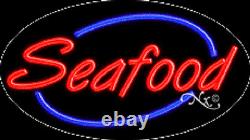 BRAND NEW SEAFOOD 30x17 OVAL BORDER REAL NEON SIGN withCUSTOM OPTIONS 14073