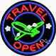 BRAND NEW TRAVEL OPEN 26x26x3 ROUND REAL NEON SIGN withCUSTOM OPTIONS 11168