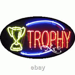 BRAND NEW TROPHY 30x17 OVAL BORDER LOGO REAL NEON SIGN withCUSTOM OPTIONS 14378