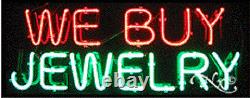 BRAND NEW WE BUY JEWELRY 32x13 REAL NEON BUSINESS SIGN withCUSTOM OPTIONS 10565