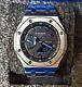 Custom CasiOak G-Shock GA2100 Mod Watch Stainless Steel Neon Blue Accent